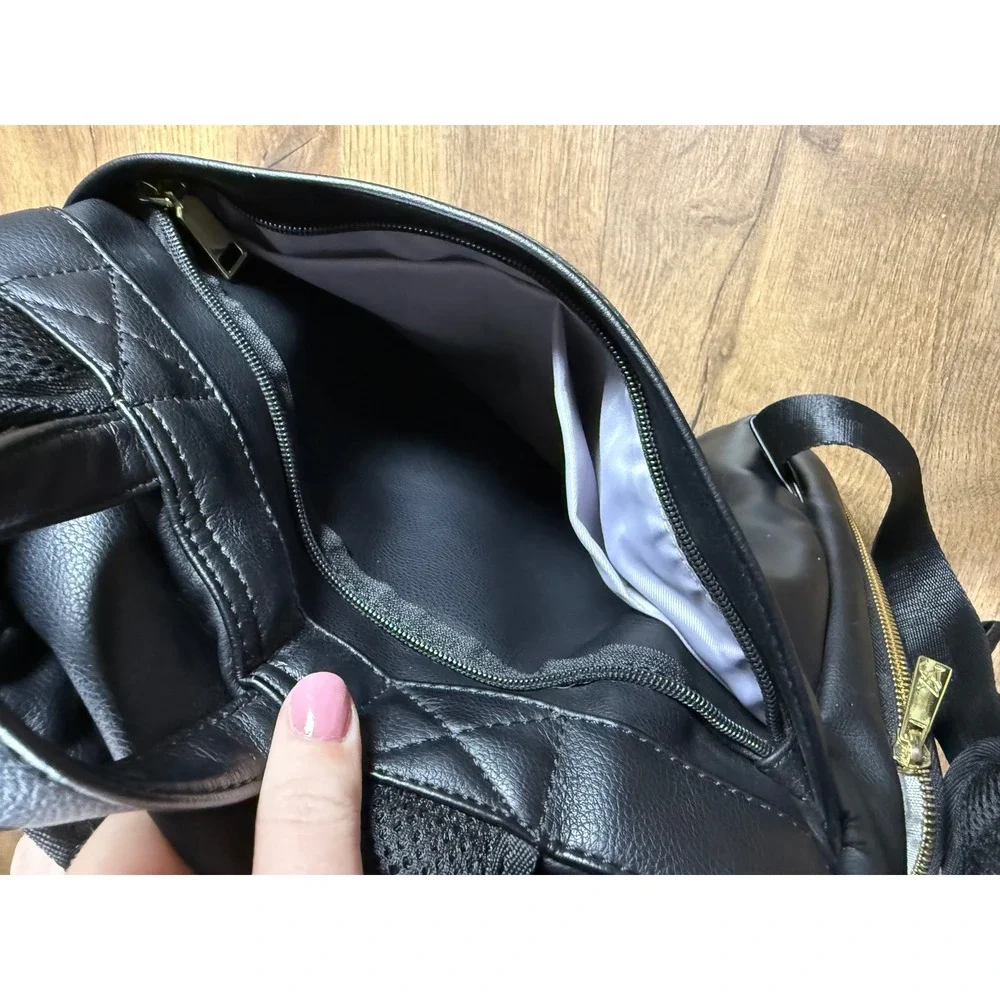 Greyfox Diaper Bag Backpack‎ Black Vegan Leather Gold Hardware